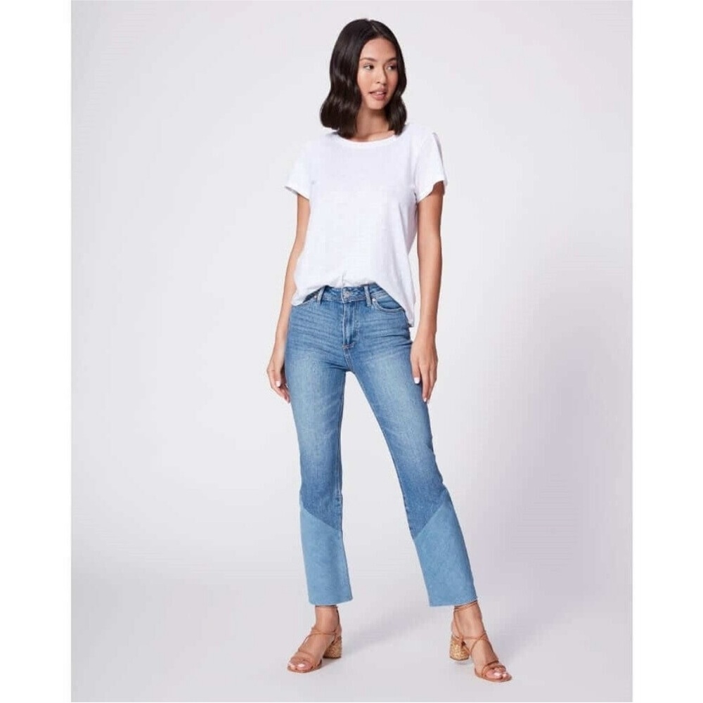 PAIGE DENIM COLETTE CROP FLARE WITH TWISTED PANEL | Emmy Lou Wash